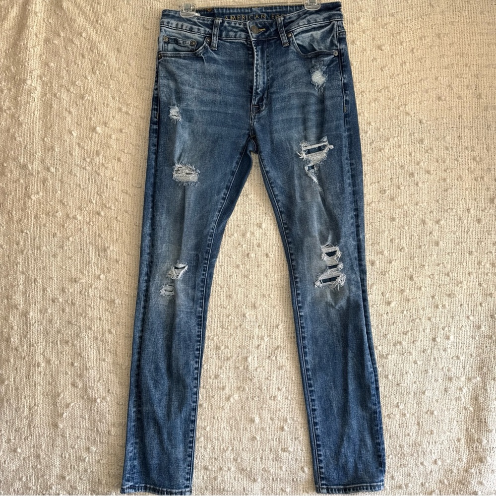 Mens American Eagle Jeans 30x32 Skinny Slim Distressed Y2k‎ Flex Casual Hipster